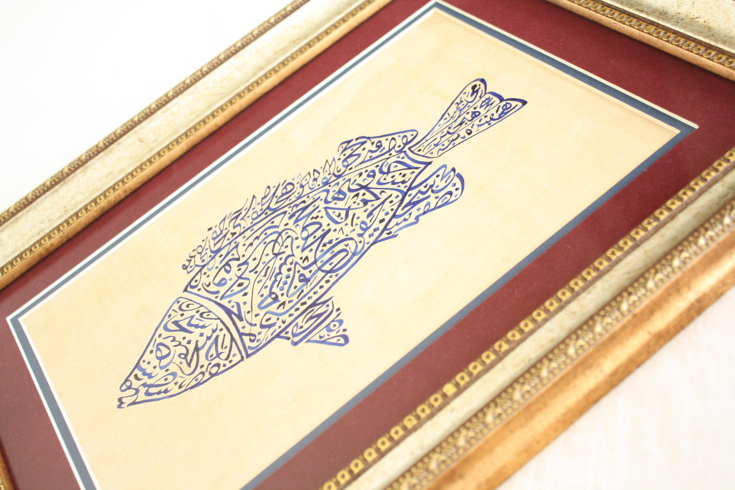 Islamic Dua Ant Prayer / Blessings Prayer / HANDMADE Calligraphy Wall Art, ORIGINAL Spiritual Present, Fish Painting Calligraphy Shia Decor