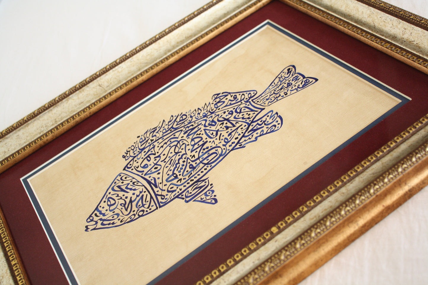 Islamic Dua Ant Prayer / Blessings Prayer / HANDMADE Calligraphy Wall Art, ORIGINAL Spiritual Present, Fish Painting Calligraphy Shia Decor