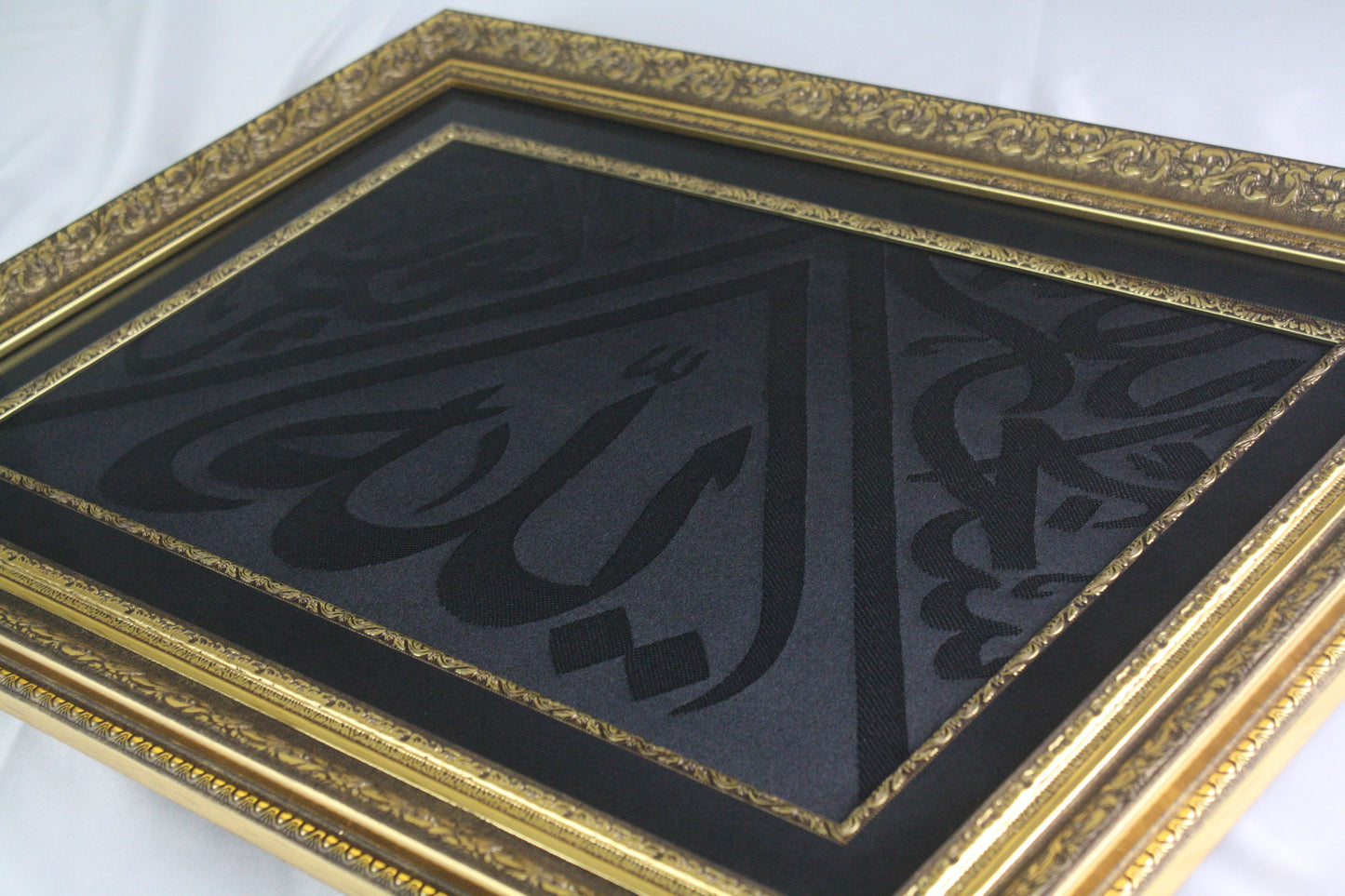 Islam Relic Decor, Blessed Kaabah Covering Black Cloth, Ornate Islam Frame , Housewarming Islamic Style Vintage Wall Decor, Allah Wall Art