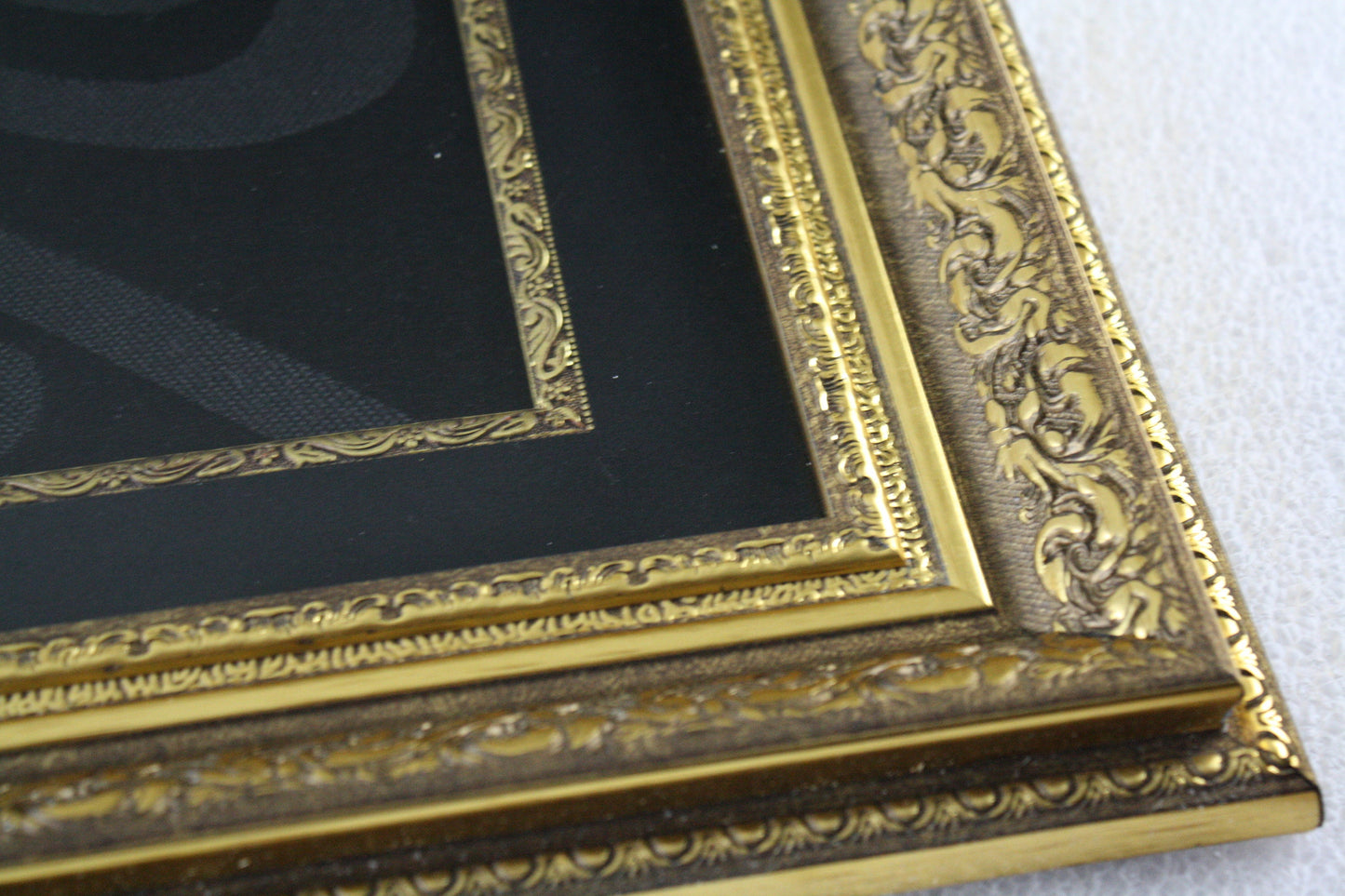 Islam Relic Decor, Blessed Kaabah Covering Black Cloth, Ornate Islam Frame , Housewarming Islamic Style Vintage Wall Decor, Allah Wall Art