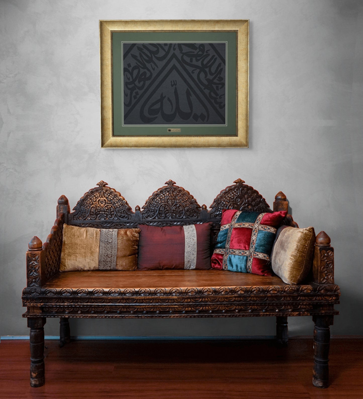 Groot formaat ingelijst Kabah-doek gecertificeerd authentiek islamitisch relikwie