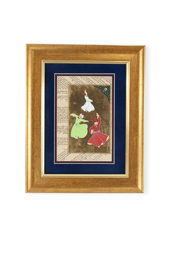 Hand Painted Whirling Dervishes Miniature Painting - Framed & Signed